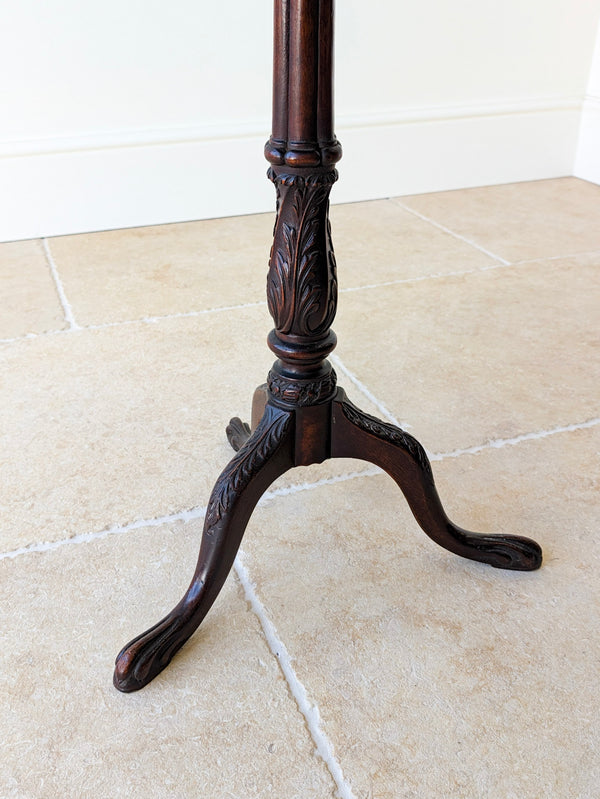 Antique Chippendale Revival Mahogany Tripod Wine Table With Detachable Top c.1890