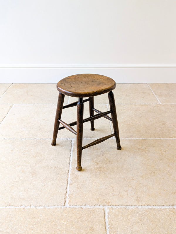 Antique Victorian Elm & Beech Country Stool c.1890