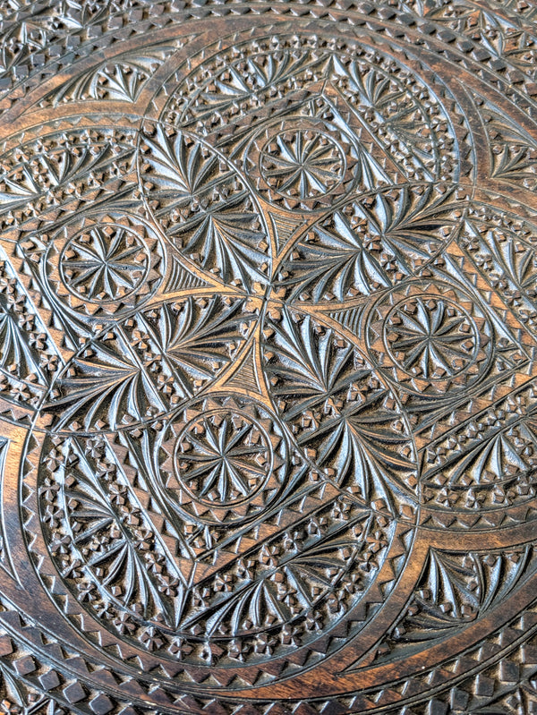 Antique Victorian Anglo-Indian Carved Ebonised Occasional Table c.1890