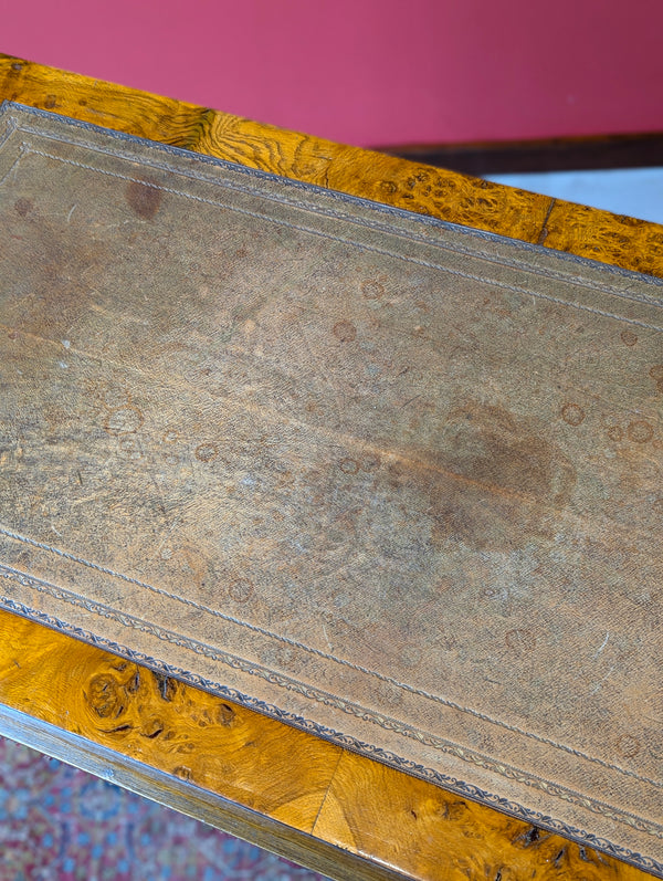 Antique Victorian Burr Walnut Desk / Library Table