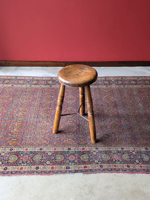 Antique Victorian Industrial Elm Stool