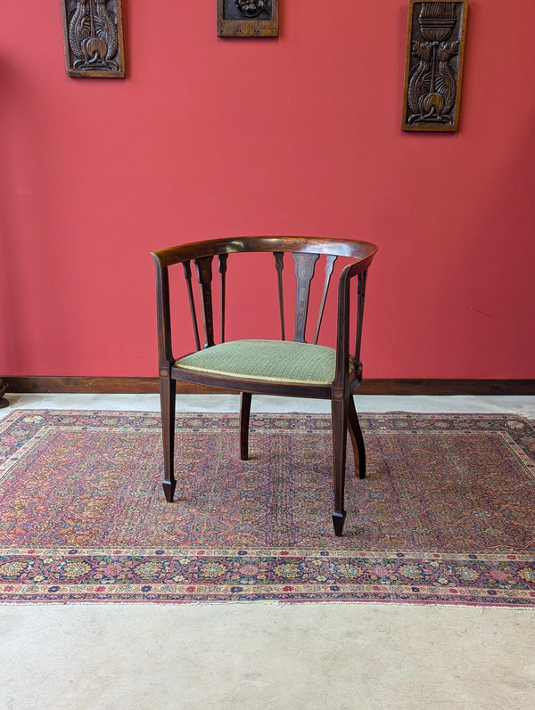 Antique Edwardian Inlaid Mahogany Desk Chair