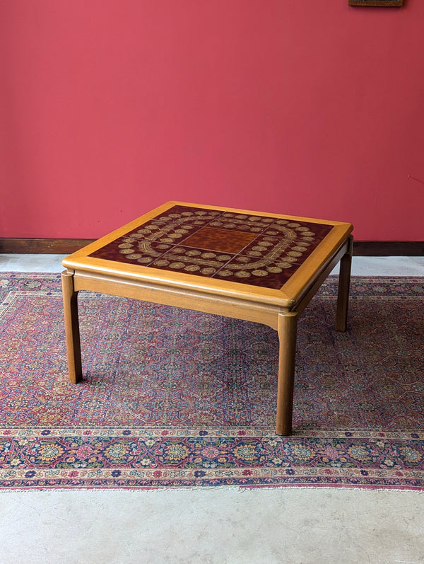 Mid Century Tile Top Square Teak Coffee Table