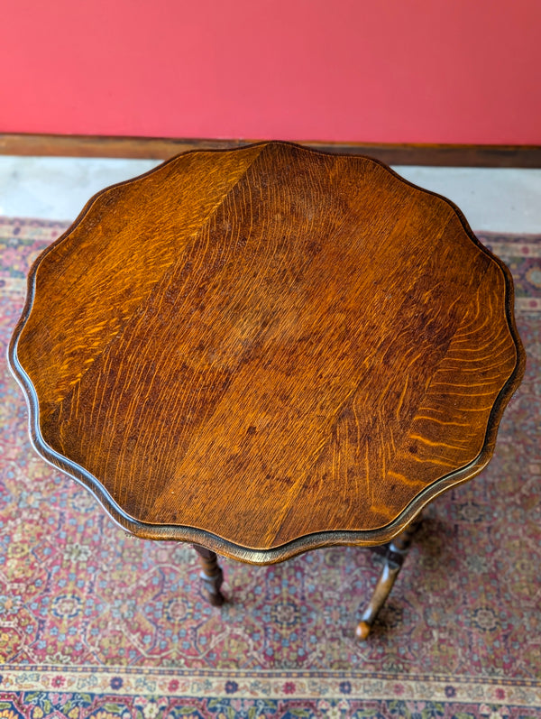 Antique Early 20th Century Oak Bobbin Leg Folding Coaching Table