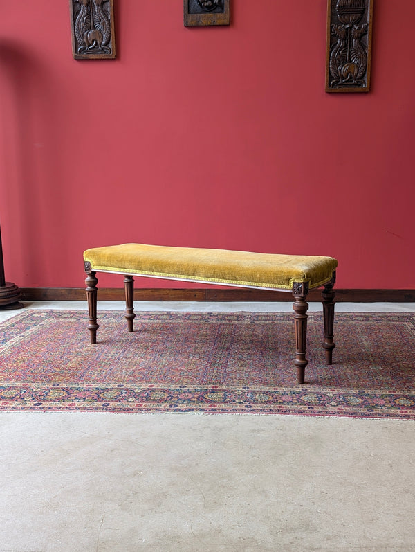 Antique Victorian Rosewood Upholstered Window Seat