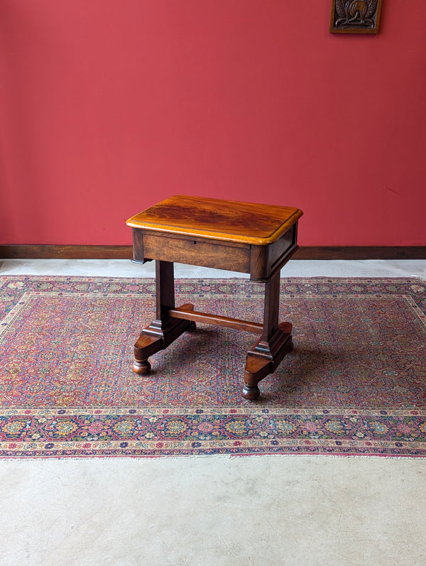 Antique Victorian Flame Mahogany Low Work Table