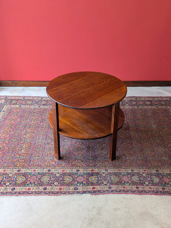 1930’s Art Deco Circular Two Tier Oak Coffee Table