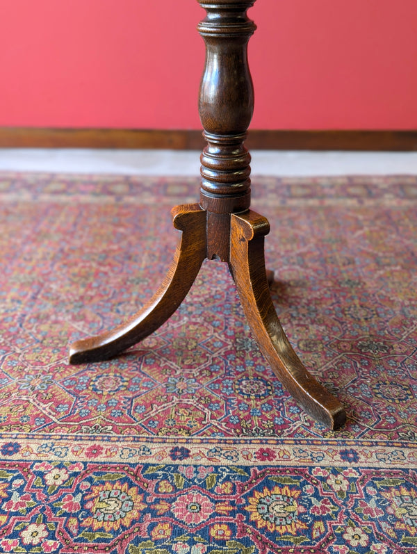 Antique 19th Century Oak Pedestal Tilt Top Wine Table