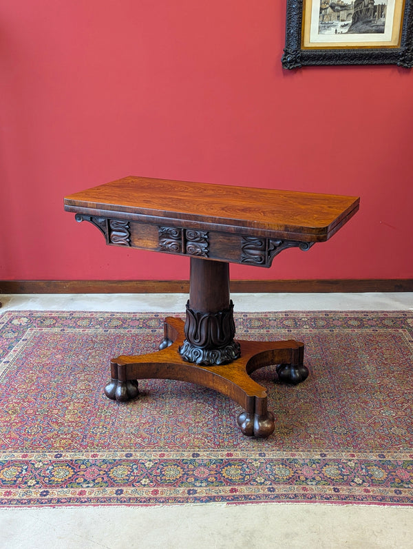 Antique Regency Rosewood Fold Over Tea Table