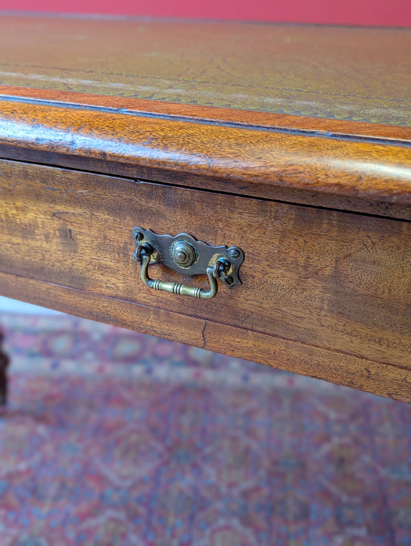 Antique 19th Century Walnut Leather Top Writing Table Desk