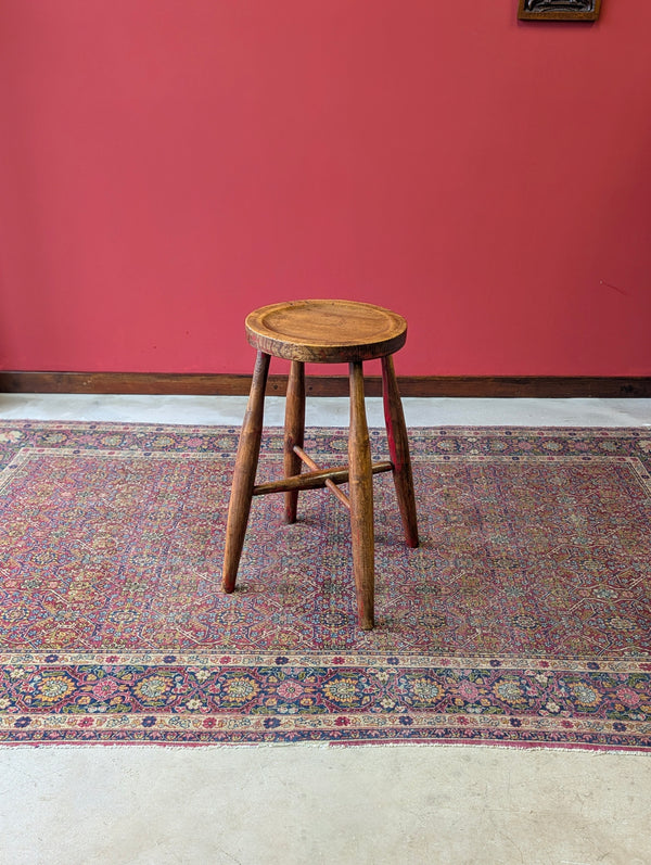 Antique Victorian Elm Dish Seat Stool