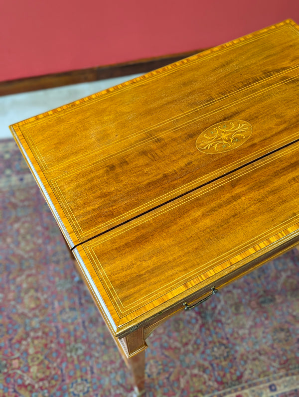 Antique Edwardian Satinwood Metamorphic Side Table / Writing Desk