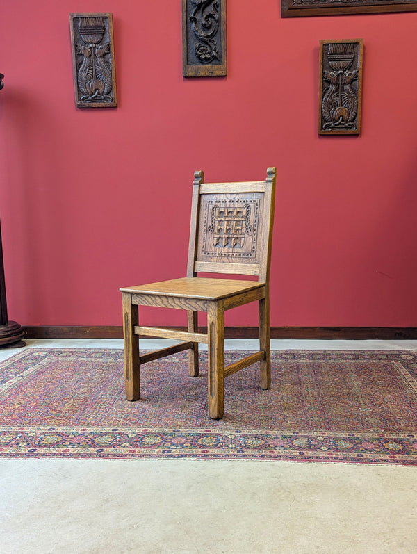 1930’s Oak Carved Portcullis / Westminster Side Chair