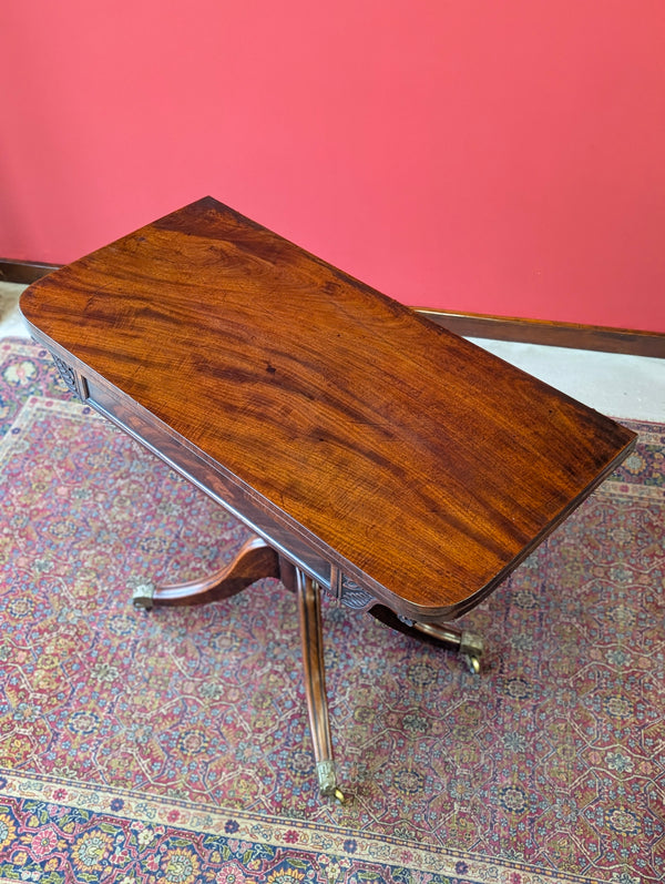 Antique 19th Century Mahogany Fold Over Pedestal Card Table