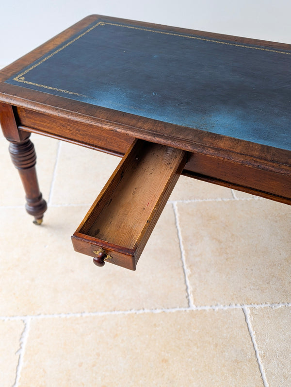 Antique Early Victorian Mahogany Library Table with Leather Top c.1850