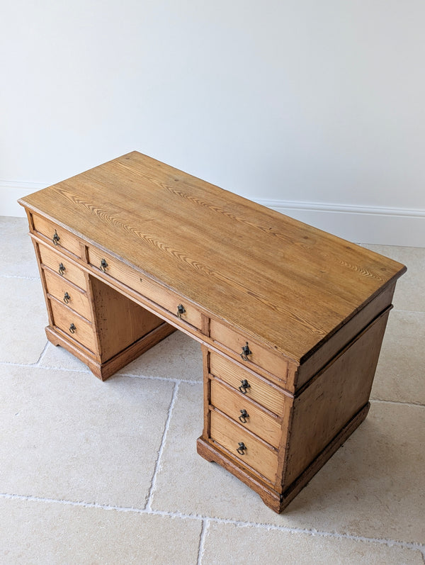 Antique Victorian Aesthetic Movement Solid Ash Pedestal Desk c.1880