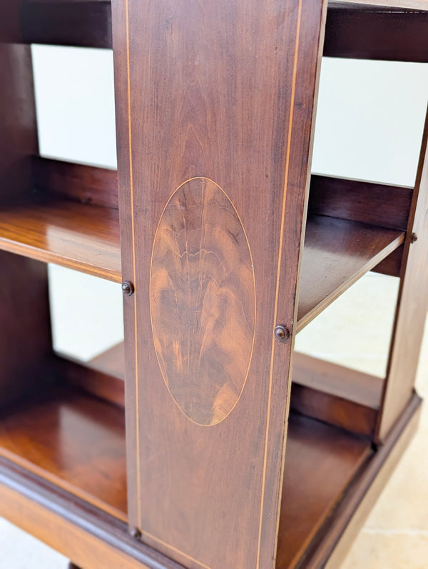 Antique Edwardian Inlaid Mahogany Revolving Bookcase c.1910
