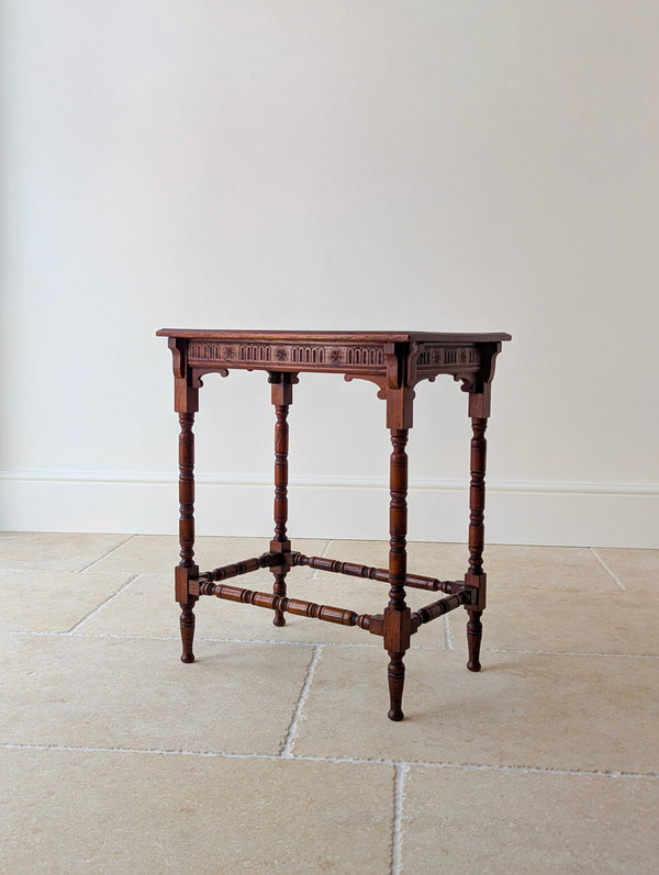 Antique Victorian Oak Jacobean Revival Occasional Table c.1890