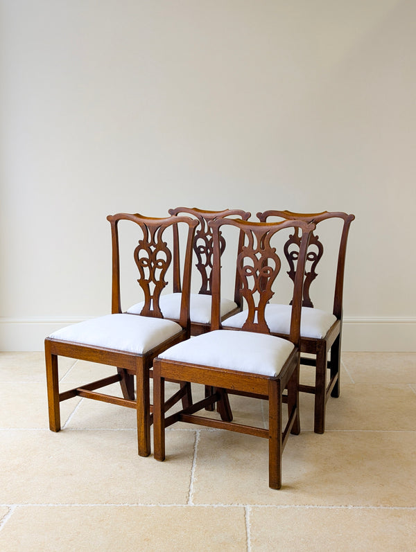 Set of Four Antique Georgian Chippendale Mahogany Dining Chairs c.1780