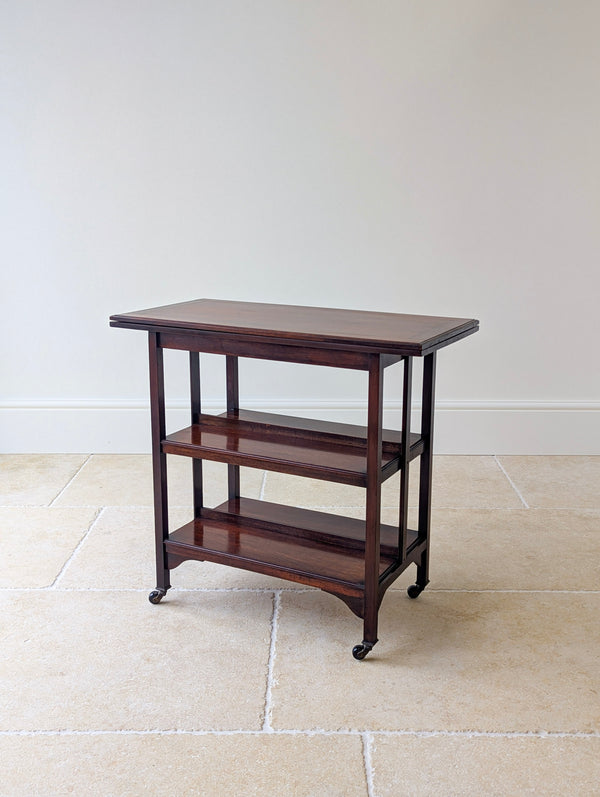 Antique Mahogany Folding Card Table with Bookshelf Base c.1920
