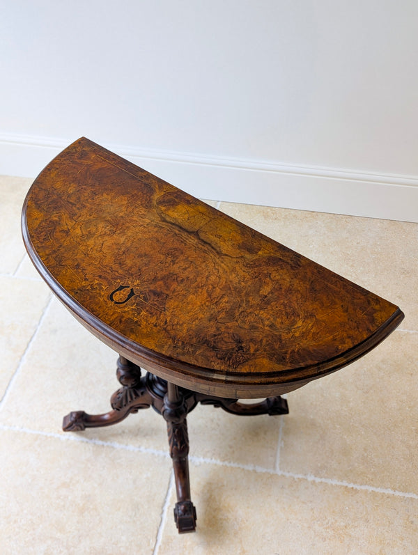 Antique Victorian Burr Walnut Card Table c.1870