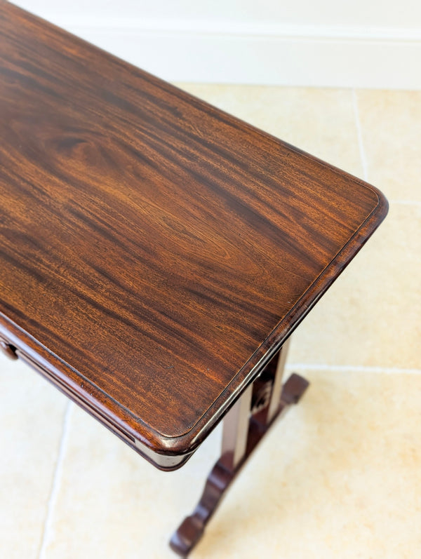 Antique Early Victorian Irish Mahogany Library Table by J. Kerr & Co c.1850