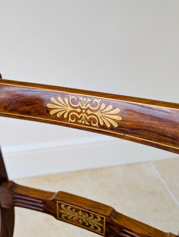 Antique Edwardian Rosewood & Brass Inlaid Desk Chair c.1910