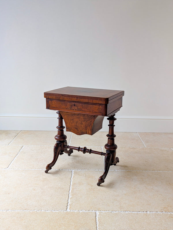Antique Victorian Burr Walnut Work & Games Table c.1870