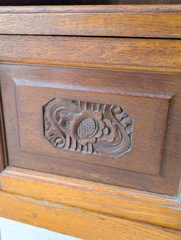 Antique French Oak Bedside Cabinet with Marble Top c.1900