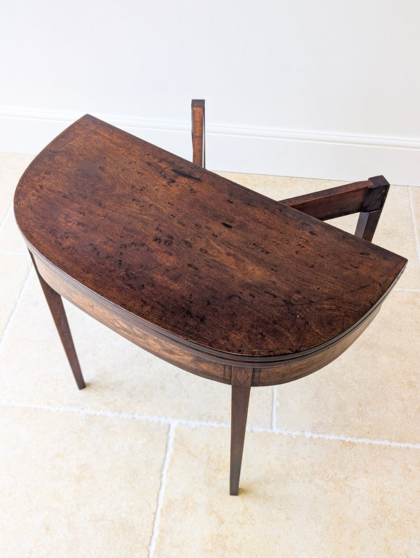 Antique Georgian Plum Pudding Mahogany Fold-Over Tea Table c.1790