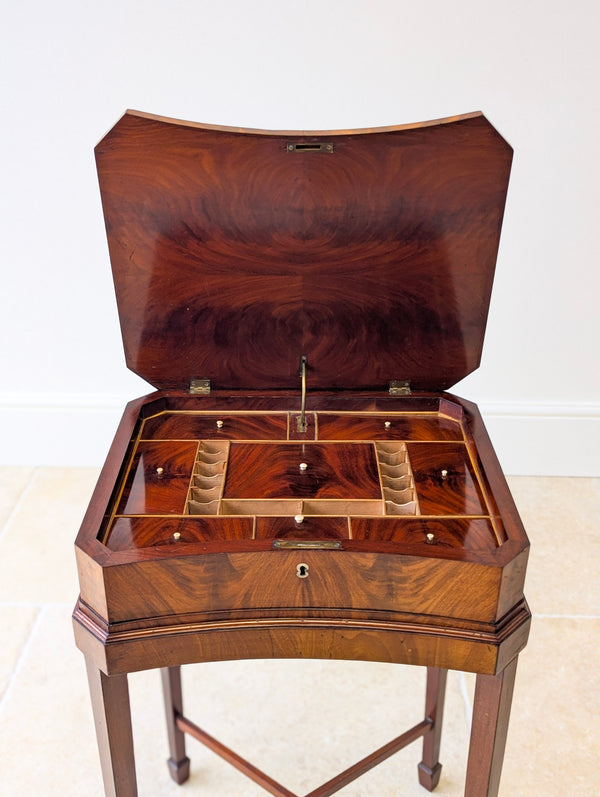 Antique Victorian Mahogany Work Box on Stand c.1880