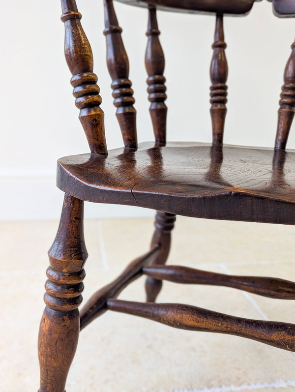 Antique Edwardian Elm & Beech Captain’s Chair c.1910
