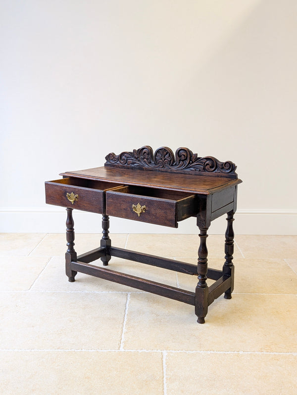 Antique Late Victorian Jacobean Revival Oak Side Table c.1890