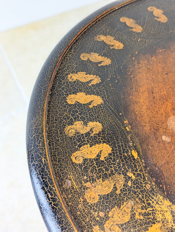 Antique Victorian Japanned Tripod Occasional Table c.1880