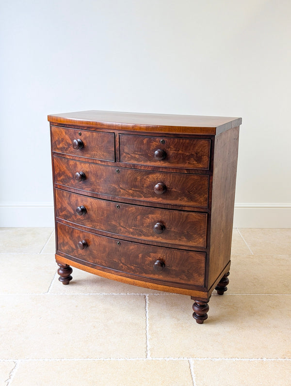 Antique Victorian Mahogany Bow-Front Chest of Drawers c.1860