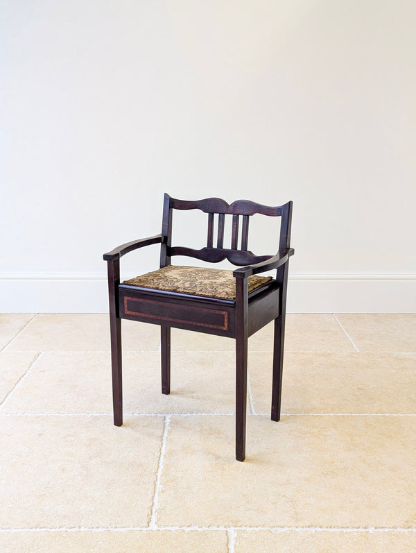 Antique Edwardian Mahogany Piano Stool with Storage c.1910