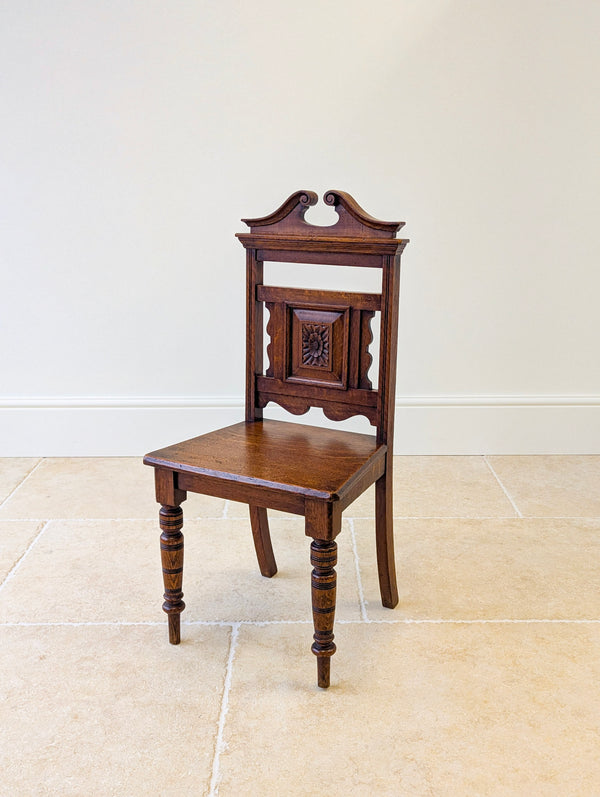 Antique Victorian Oak Hall Chair c.1890
