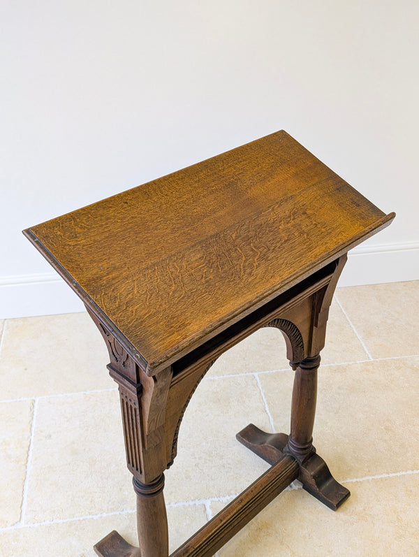 Antique Victorian Gothic Revival Oak Lectern c.1893