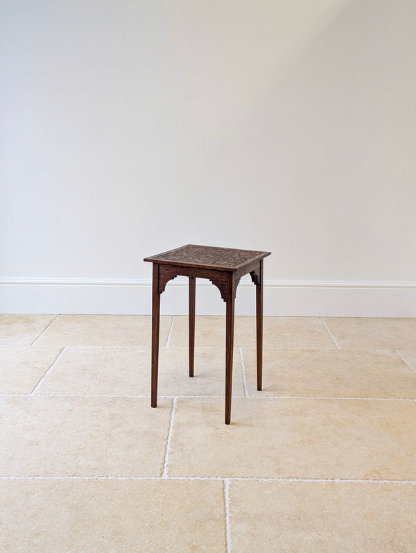 Antique Arts & Crafts Carved Oak Occasional Table c.1900