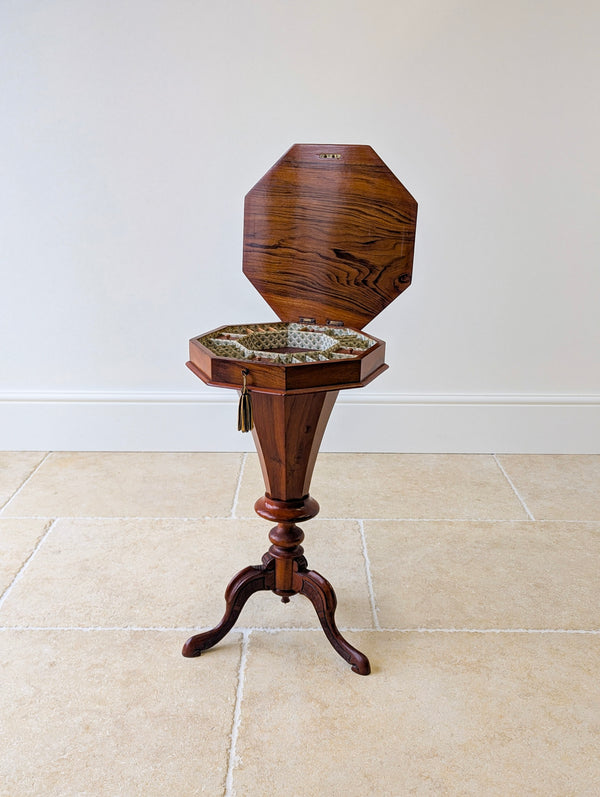 Antique Victorian Walnut Octagonal Sewing Table c.1860