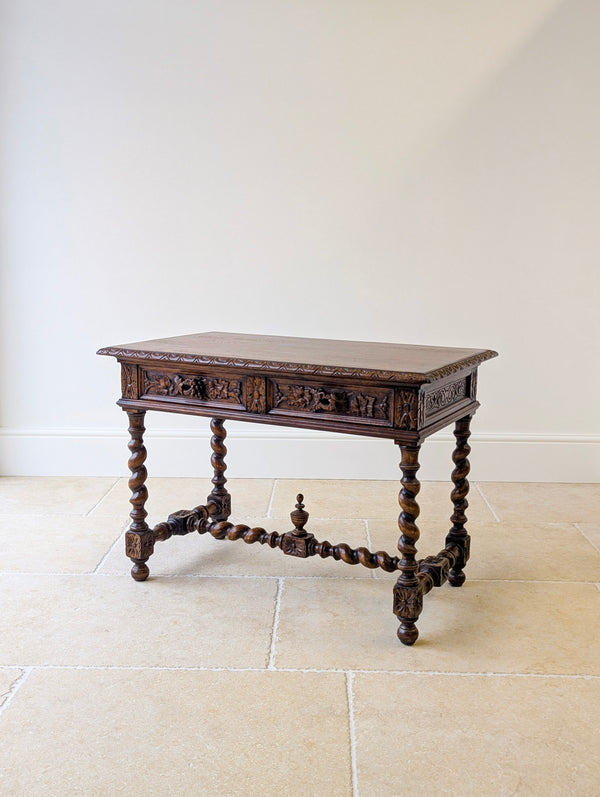 Antique Victorian Carved Oak Library Table c.1890