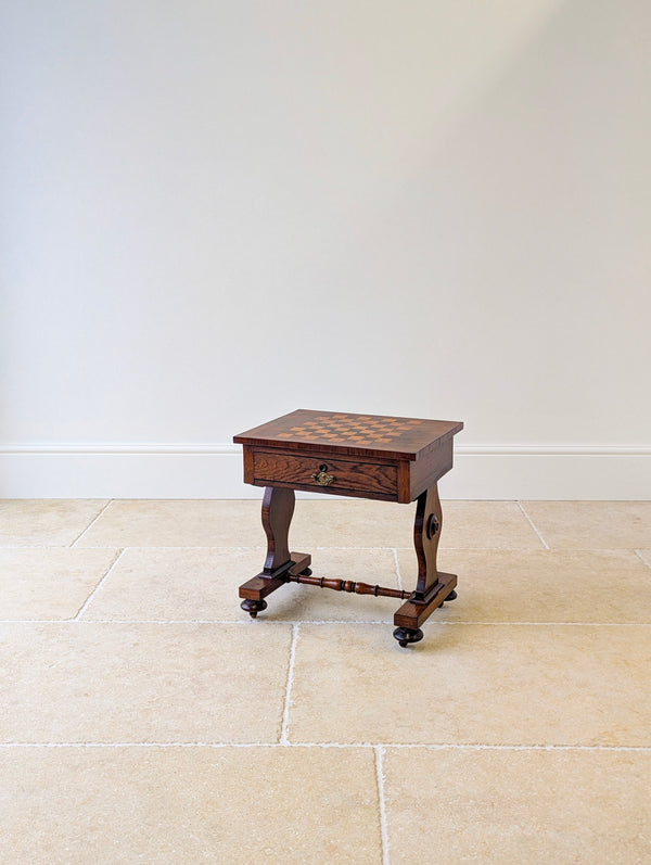 Antique Victorian Rosewood Games Table with Chess Table Top c.1890