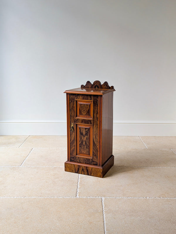 Antique Victorian Mahogany & Exotic Hardwood Bedside Cupboard c.1890