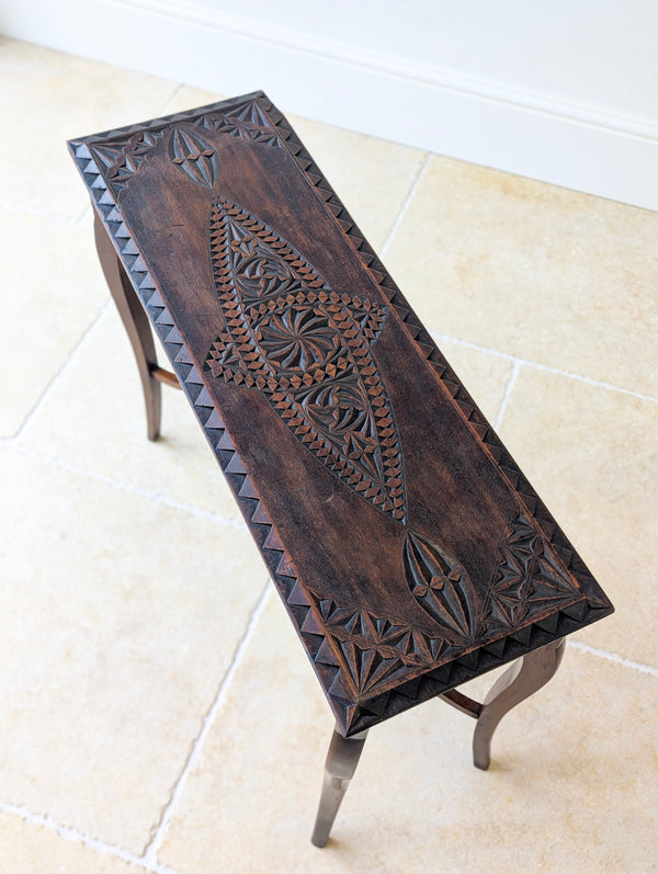 Antique Carved Oak Side Table c.1900