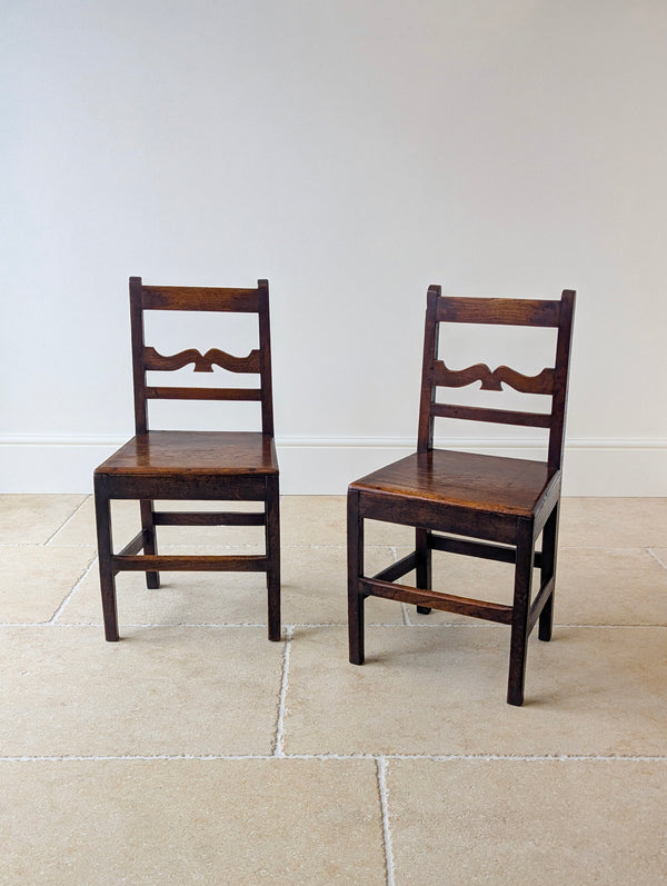 Pair of Antique Georgian Oak Country Side Chairs c.1800