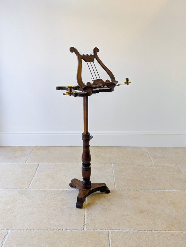 Antique William IV Mahogany Lyre-Form Music Stand c.1830
