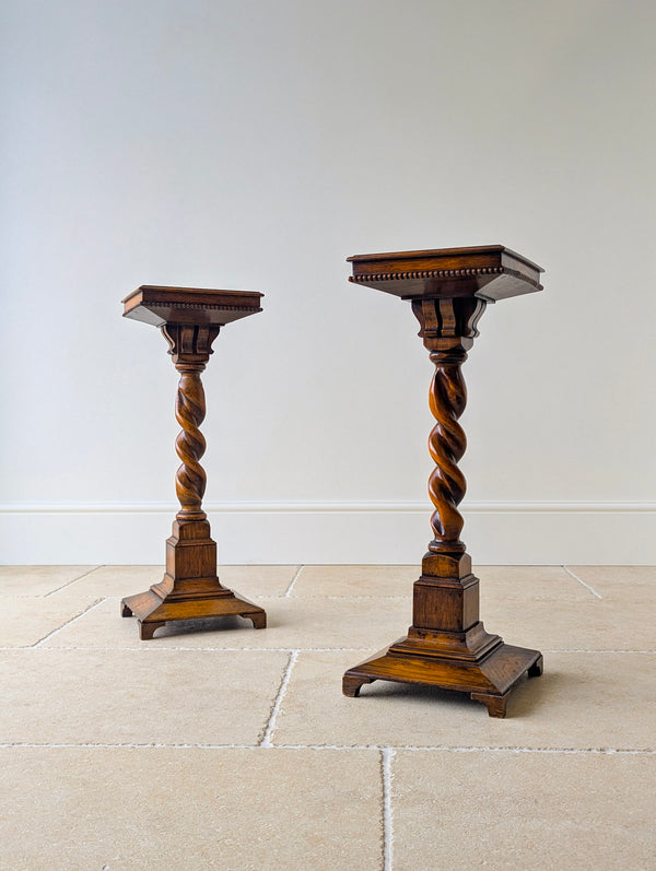 Antique Late Victorian Pair of Oak Torchères c.1890