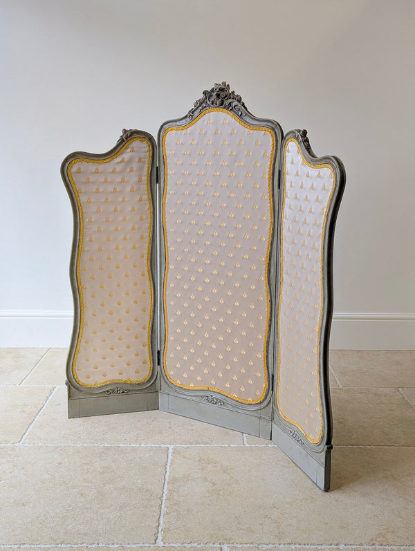 Antique Napoleon III Painted Three-Fold Room Screen c.1860