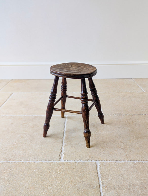Antique Early Victorian Elm & Beech Country Stool c.1850
