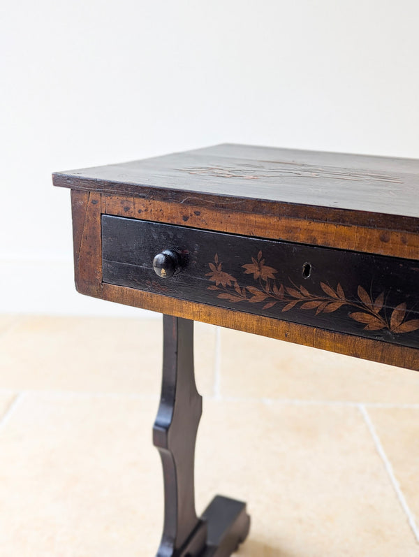 Antique Regency Ebonised Chinoiserie Work Table c.1830